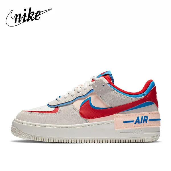 Nike Air Force 1 Shadow 防滑耐磨 低幫板鞋 灰紅藍 女款 Nike Air Force 1 Shadow 防滑耐磨 低幫板鞋 灰紅藍 女款:圖片 2