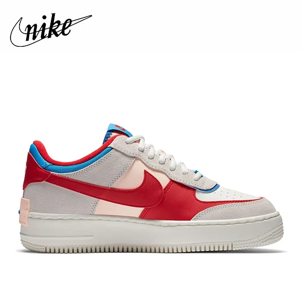 Nike Air Force 1 Shadow 防滑耐磨 低幫板鞋 灰紅藍 女款 Nike Air Force 1 Shadow 防滑耐磨 低幫板鞋 灰紅藍 女款