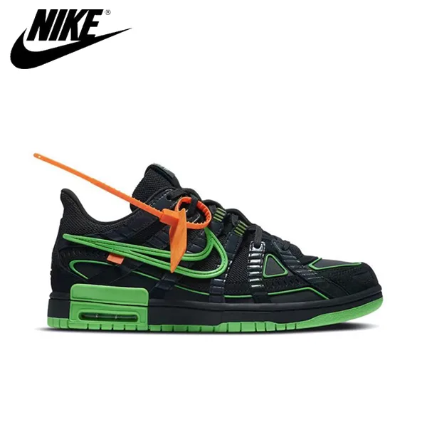 Off-White x Nike Dunk Low Rubber 防滑耐磨 低幫板鞋 黑綠 Off-White x Nike Dunk Low Rubber 防滑耐磨 低幫板鞋 黑綠