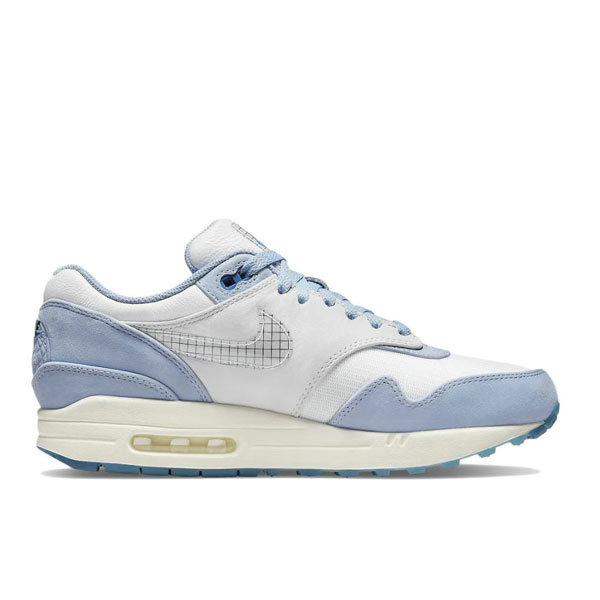 Nike Air Max 1 藍圖 絨面皮革 低幫跑步鞋 白藍 Nike Air Max 1 藍圖 絨面皮革 低幫跑步鞋 白藍