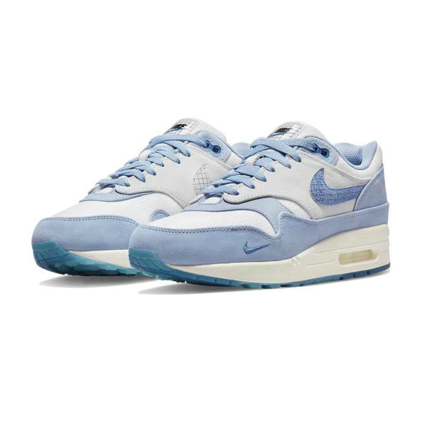 Nike Air Max 1 藍圖 絨面皮革 低幫跑步鞋 白藍 Nike Air Max 1 藍圖 絨面皮革 低幫跑步鞋 白藍:圖片 3