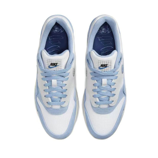 Nike Air Max 1 藍圖 絨面皮革 低幫跑步鞋 白藍 Nike Air Max 1 藍圖 絨面皮革 低幫跑步鞋 白藍:圖片 4