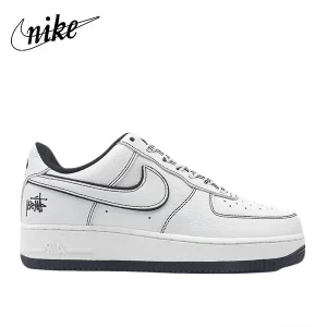 Stussy Air Force 1 防滑耐磨 黑邊3M反光 休閒板鞋 白色
