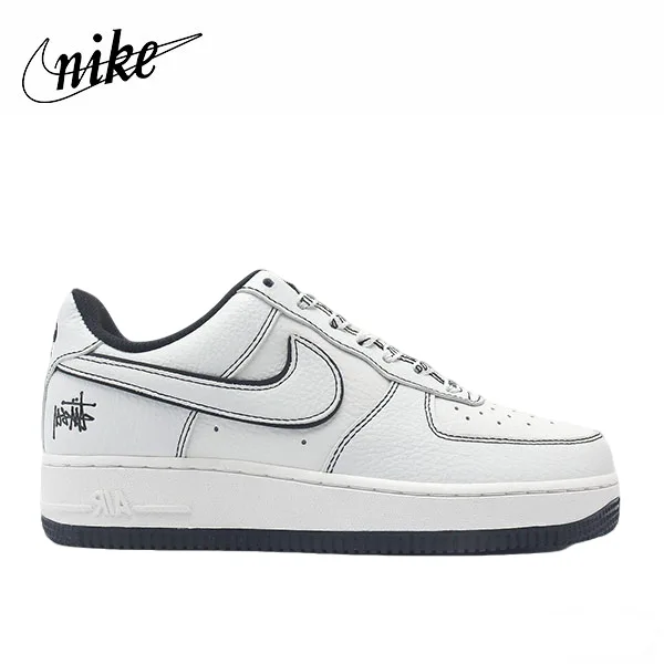 Stussy Air Force 1 防滑耐磨 黑邊3M反光 休閒板鞋 白色 Stussy Air Force 1 防滑耐磨 黑邊3M反光 休閒板鞋 白色